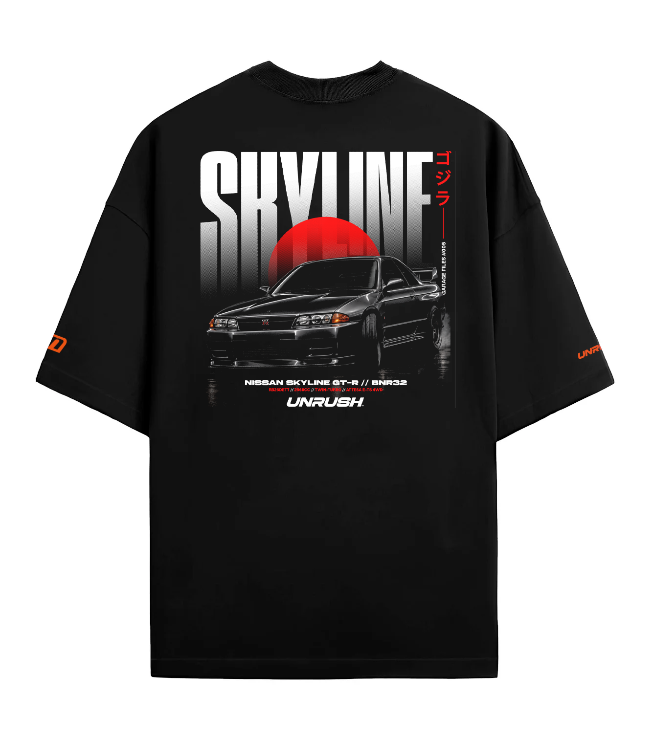 Camiseta Nissan Skyline, costas